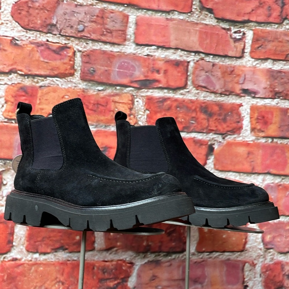 Black Waterproof Suede Sofft Samira Chelsea Lug Sole Booties